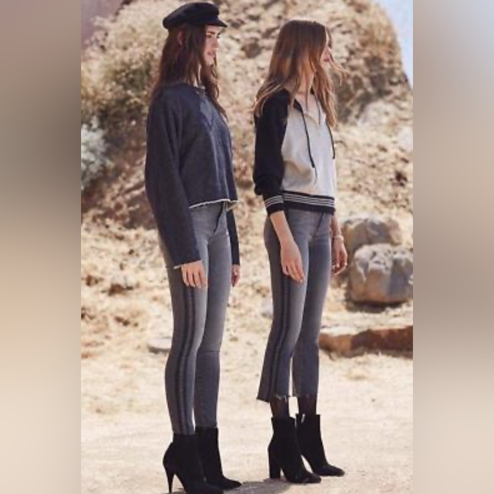 MOTHER  Black Skinny Jeans High-Rise Looker Jeans in Miss Moody Two Shoes Racer - Picture 2 of 13